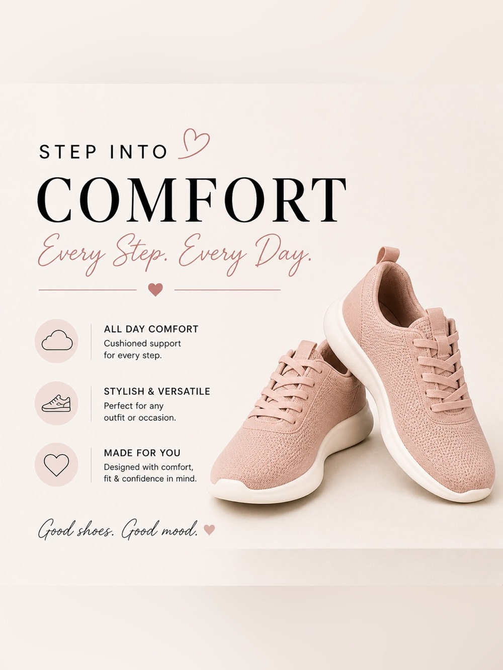 Shoes - Pink Heart Graphic